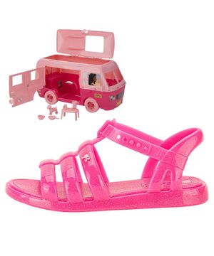 Kit Sandália Infantil Barbie Road Trip e Motorhome Grendene Kids 23071 PINK