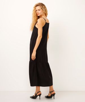 vestido midi de viscose halterneck preto