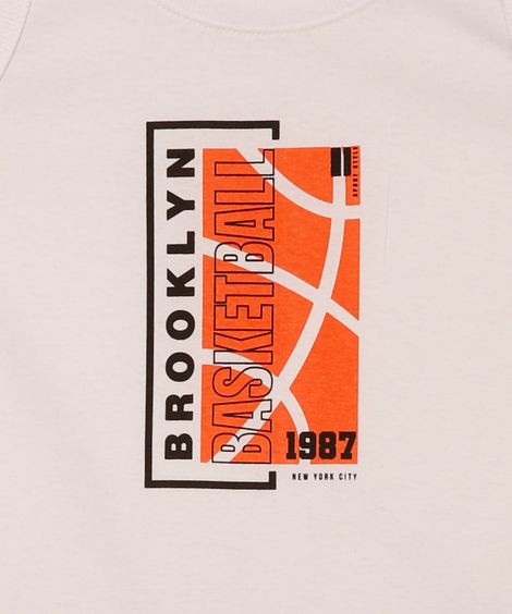 conjunto infantil de algodão regata basketball off white
