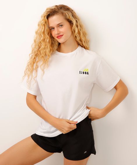 camiseta de algodão esportiva off white