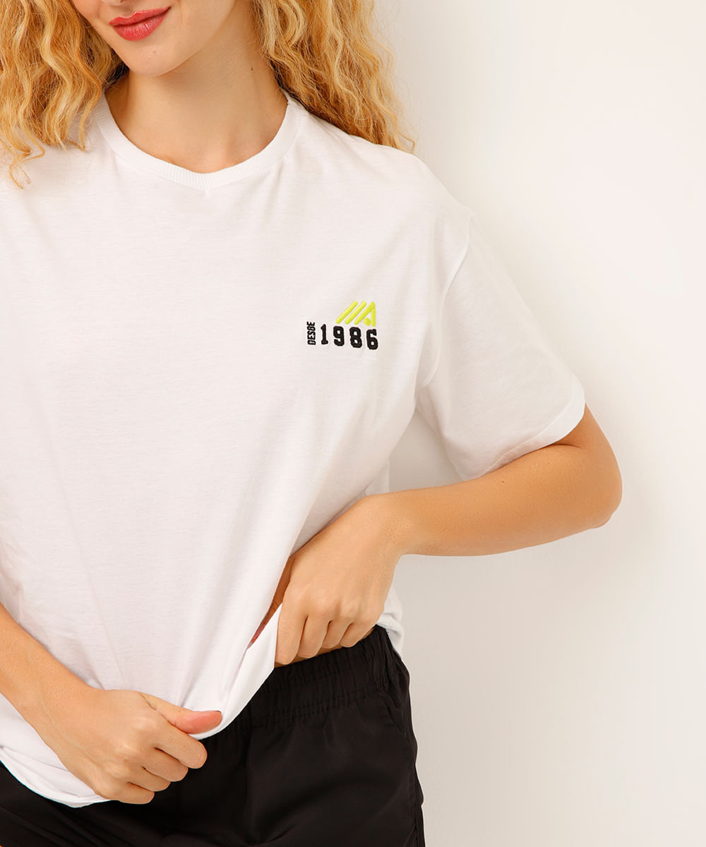 camiseta de algodão esportiva off white