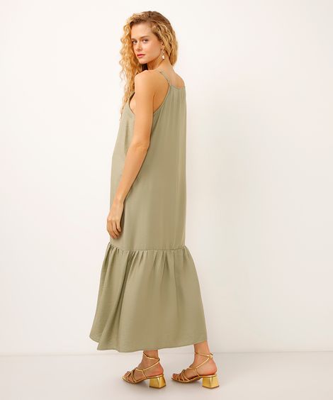 vestido midi de viscose halterneck verde