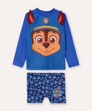 conjunto infantil proteção uv patrulha canina azul