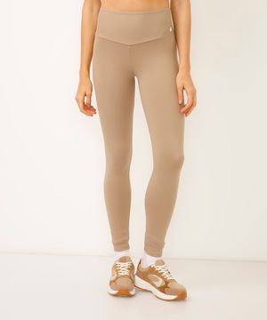 calça legging cós largos bolso nas costas esportiva ace marrom