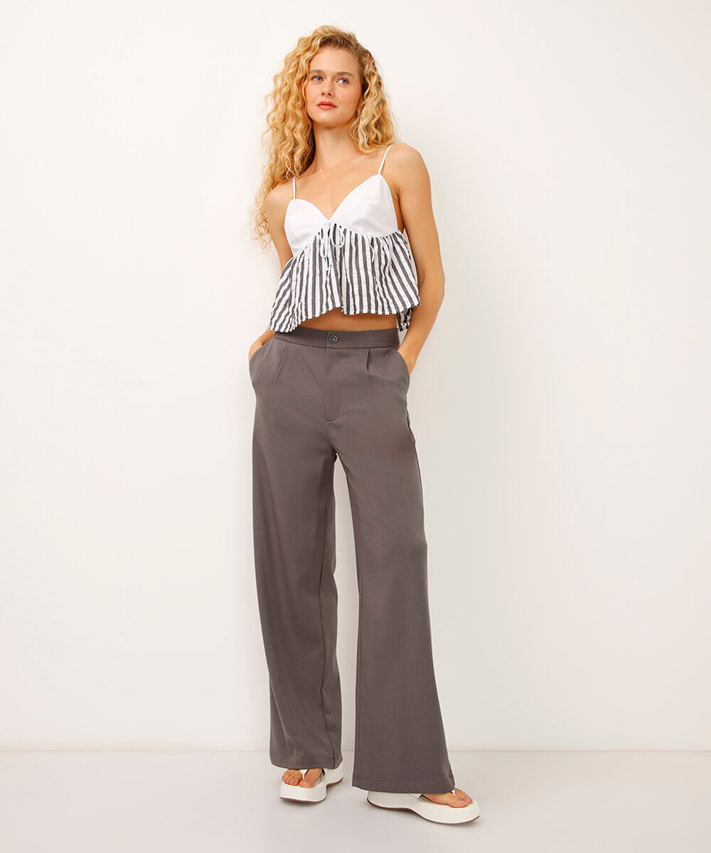 bata listrada decote v alça fina preto