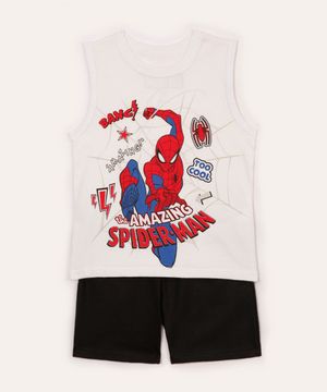 conjunto curto infantil homem aranha off white