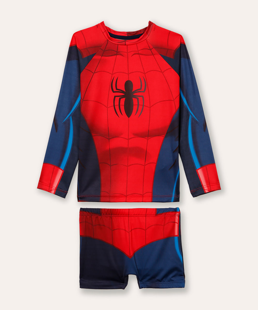 conjunto infantil homem aranha proteção uv vermelho