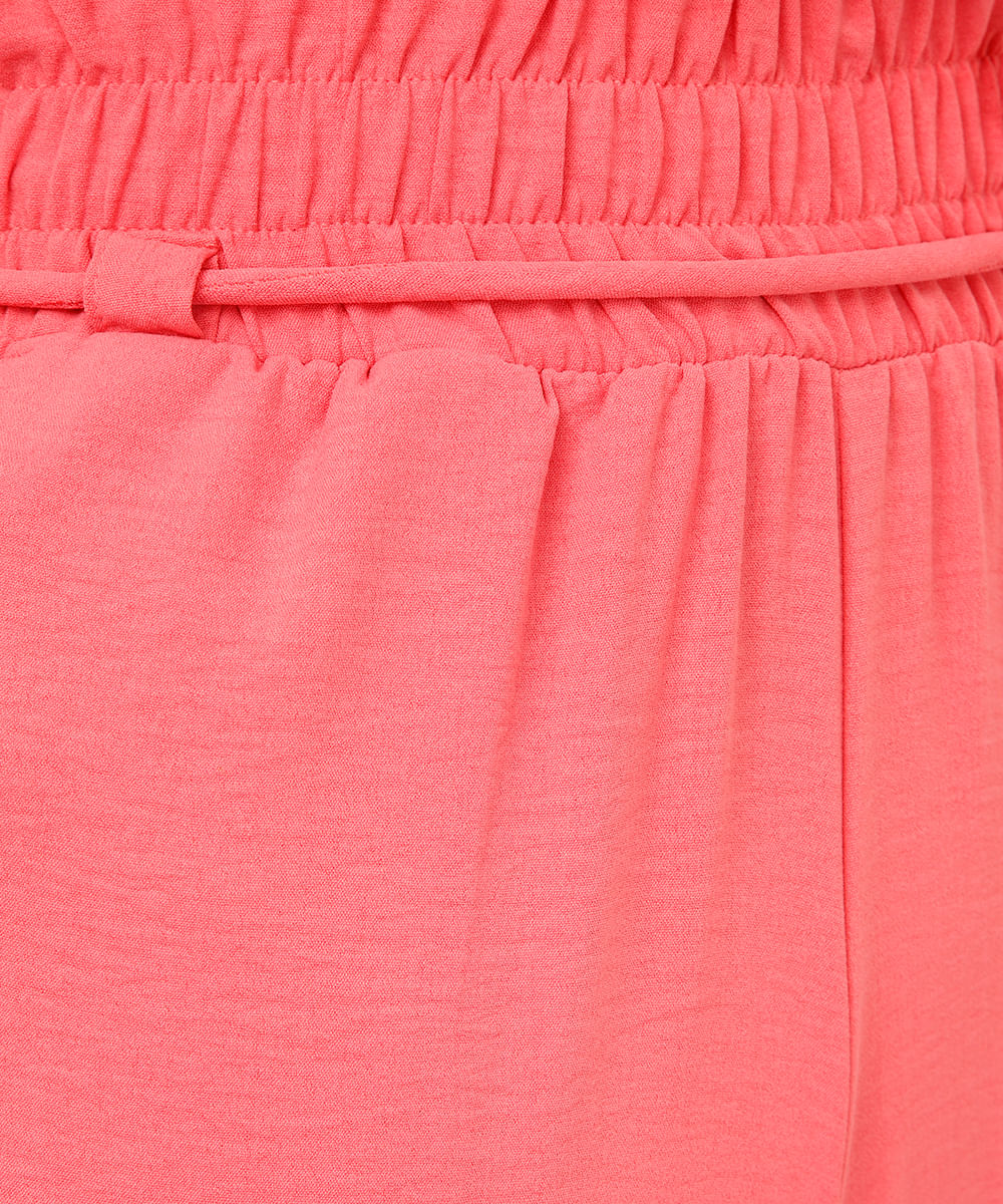 calça de viscose reta cintura alta rosa