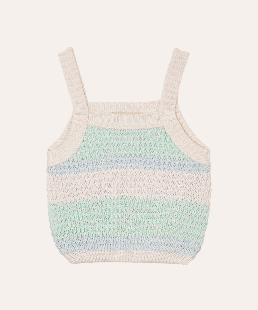 blusa de tricot infantil listrado verde
