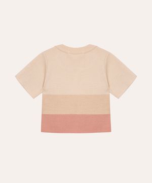 camiseta de tricot infantil manga curta listrada colorida