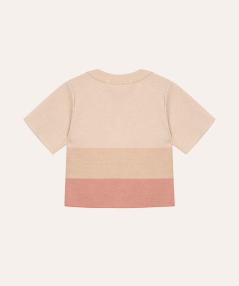 camiseta de tricot infantil manga curta listrada colorida