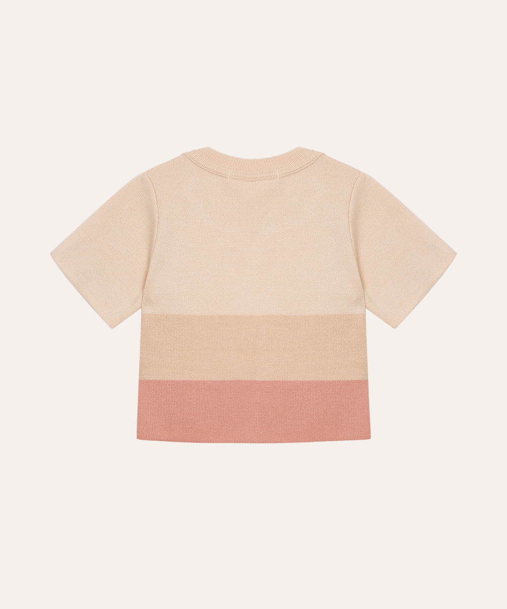camiseta de tricot infantil manga curta listrada colorida