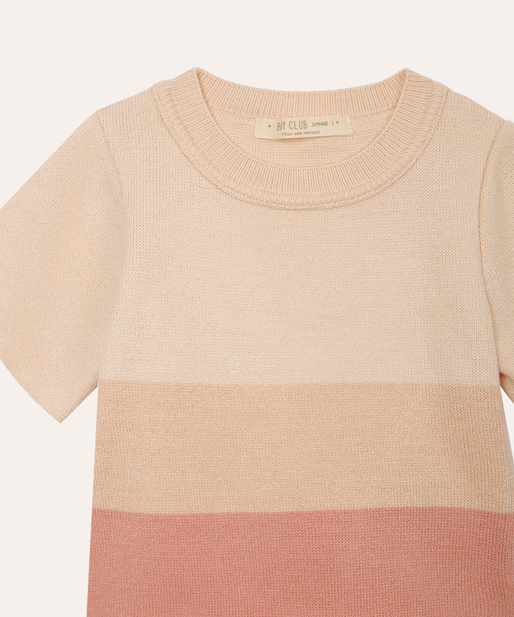 camiseta de tricot infantil manga curta listrada colorida