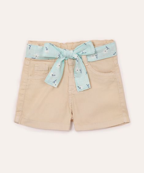 short clochard de sarja infantil com faixa bege