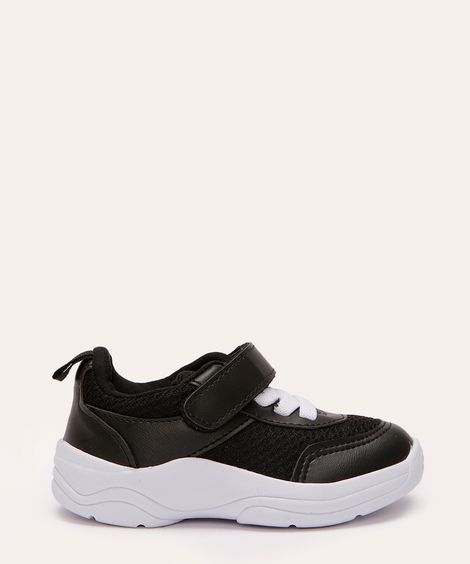 tênis casual infantil com velcro preto