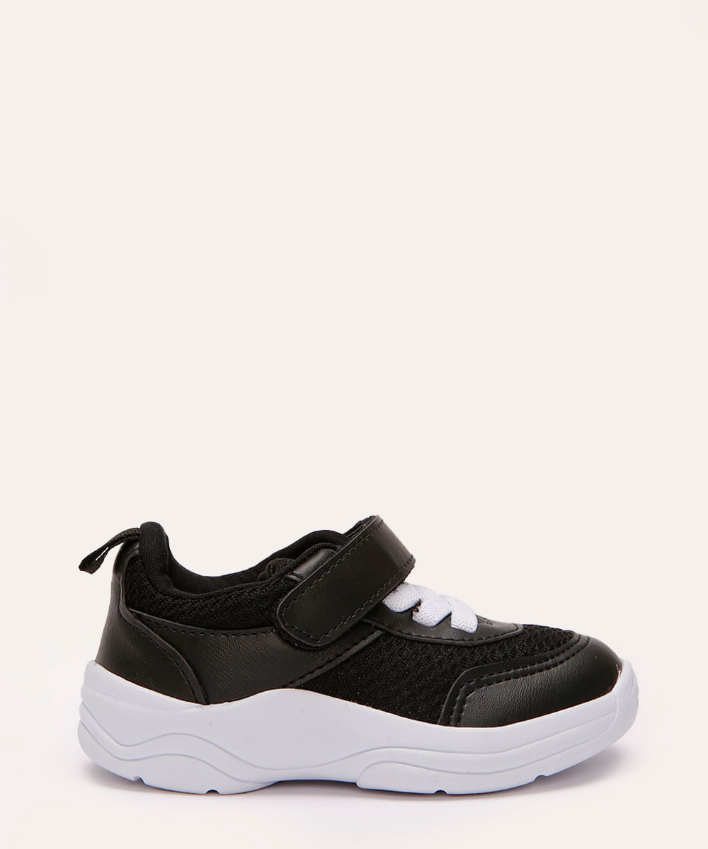 tênis casual infantil com velcro preto