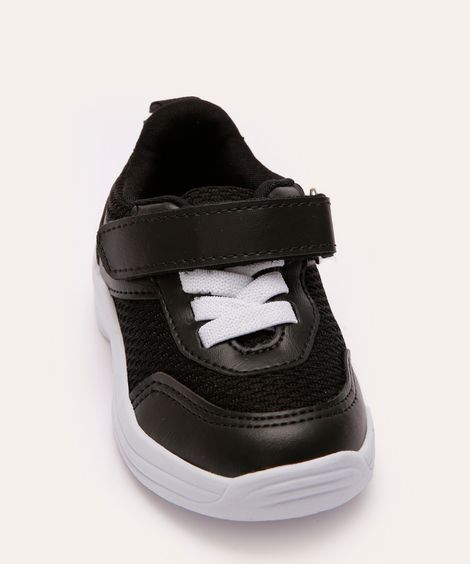 tênis casual infantil com velcro preto