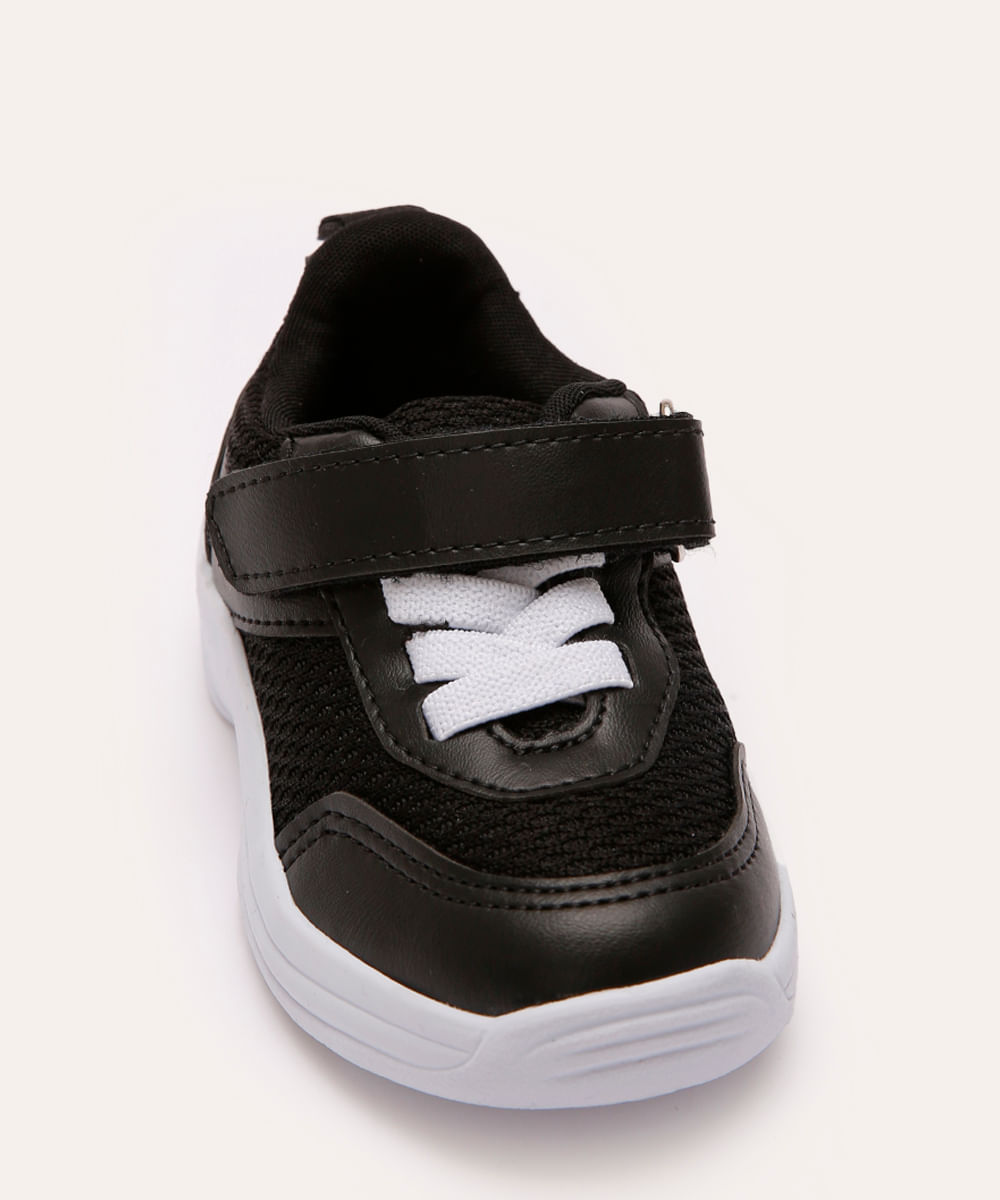 tênis casual infantil com velcro preto