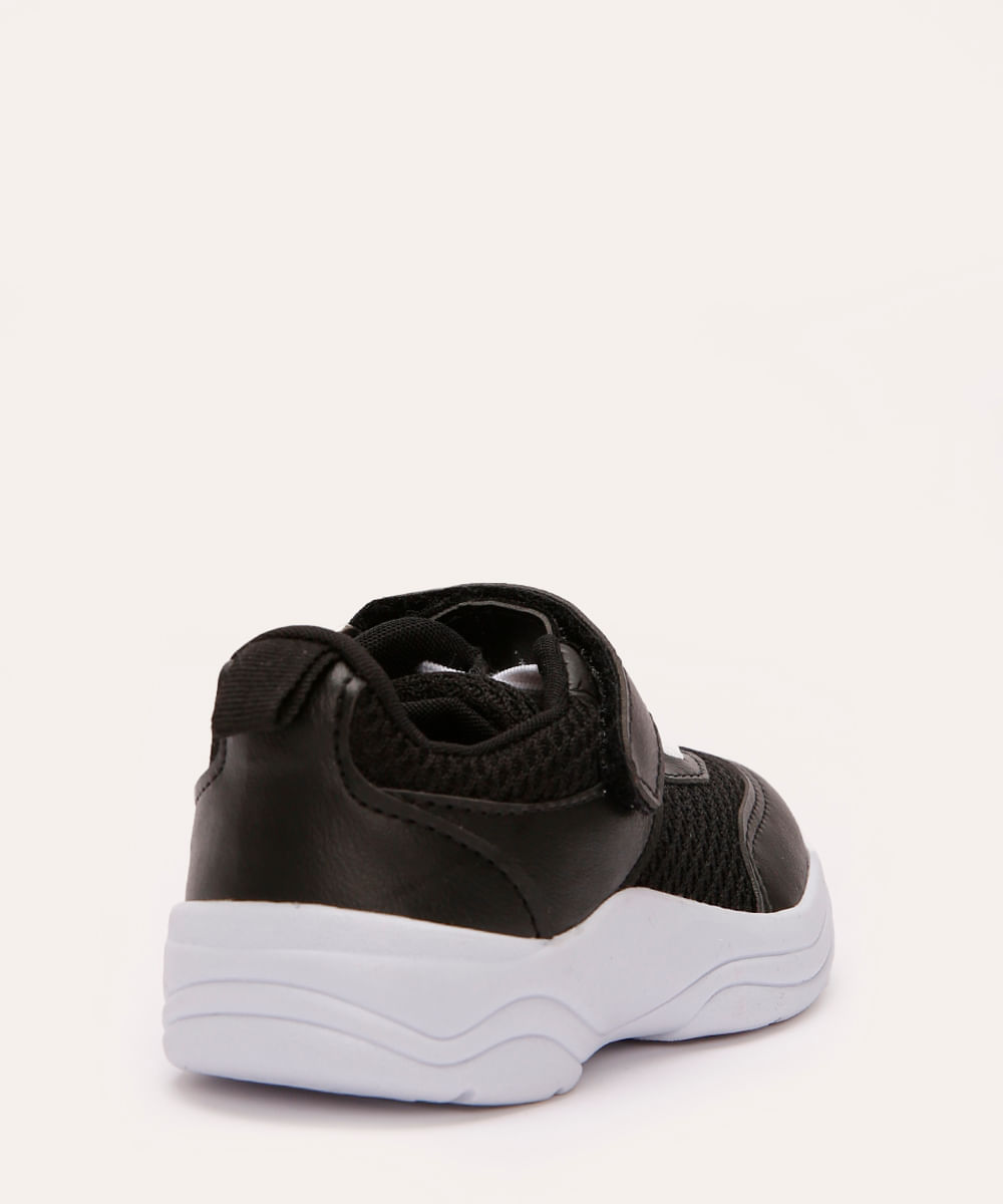 tênis casual infantil com velcro preto