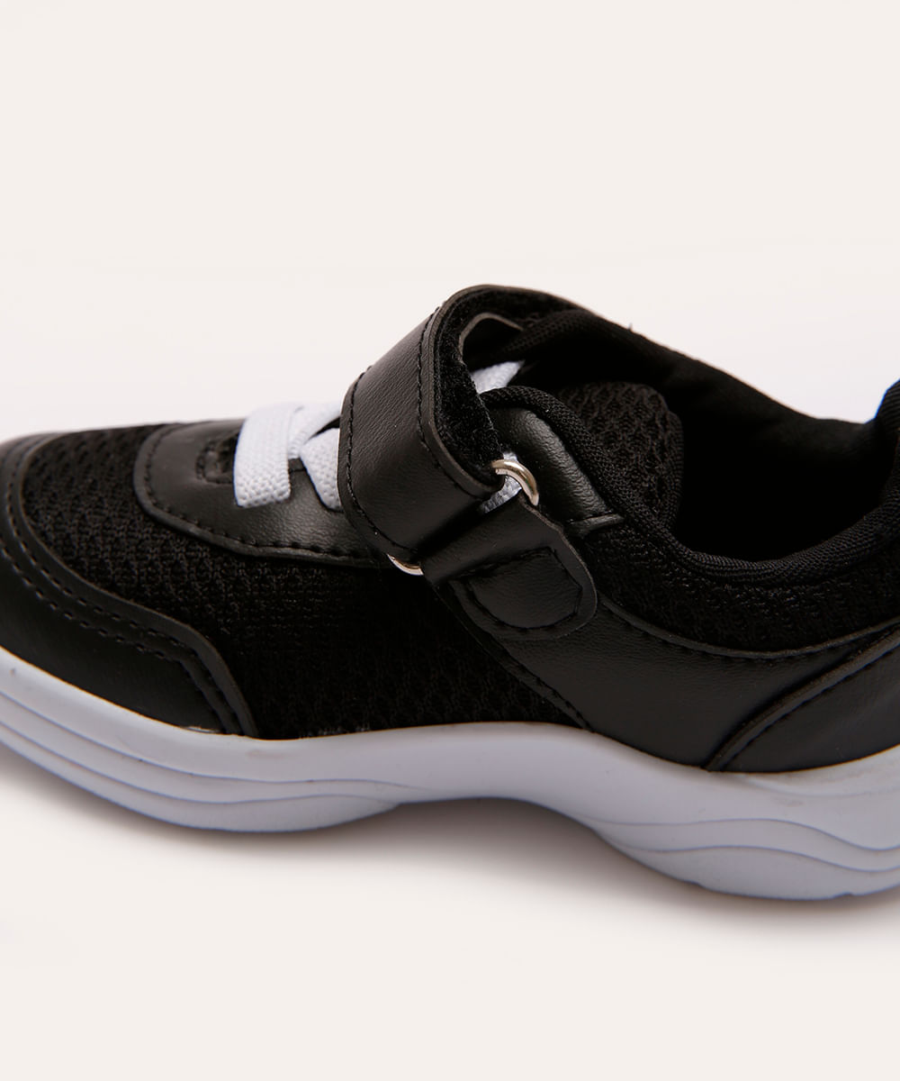 tênis casual infantil com velcro preto