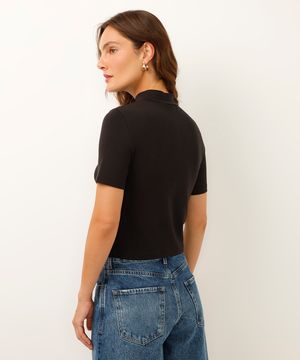 cropped de algodão peruano gola rolê preto