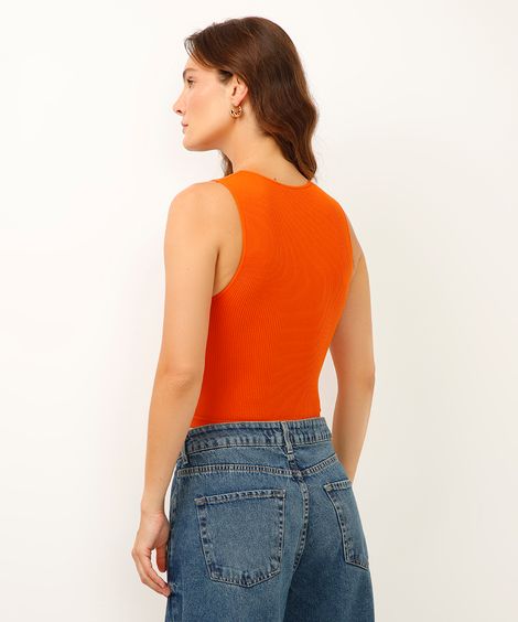 cropped halterneck de poliamida laranja