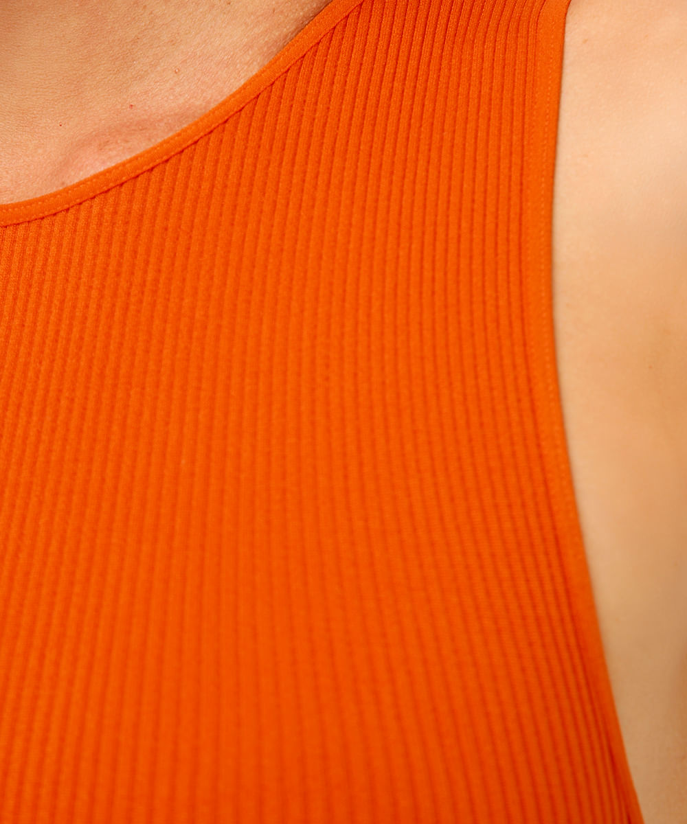 cropped halterneck de poliamida laranja