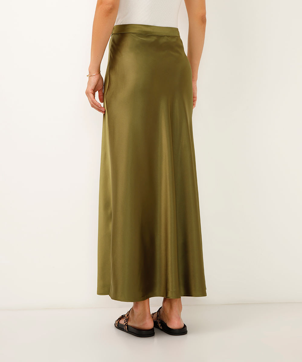 saia longa acetinada verde