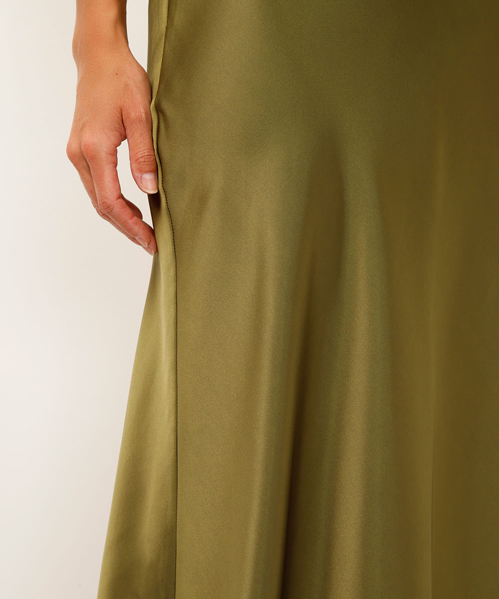 saia longa acetinada verde