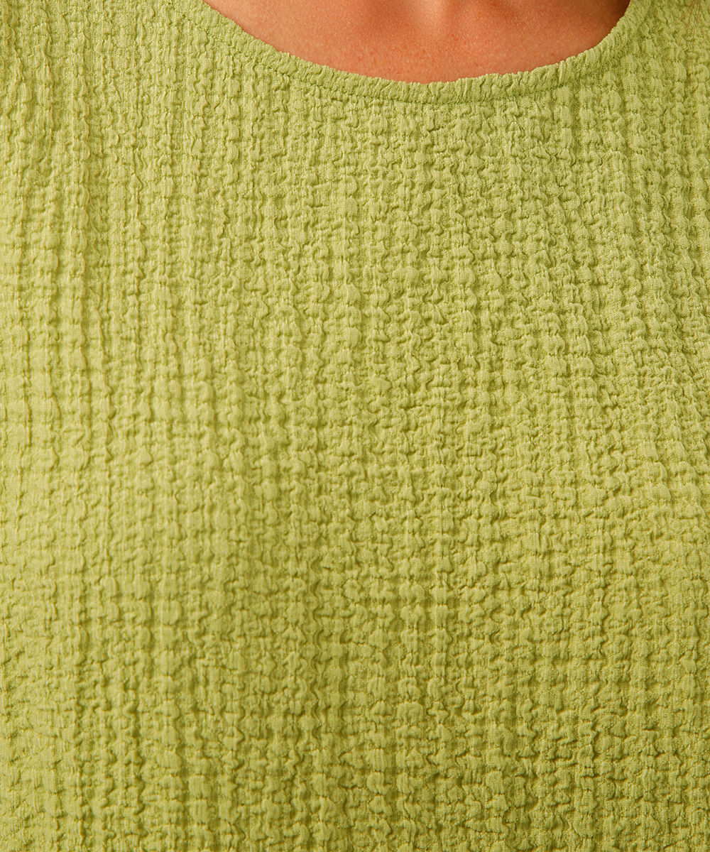 blusa manga curta texturizada verde