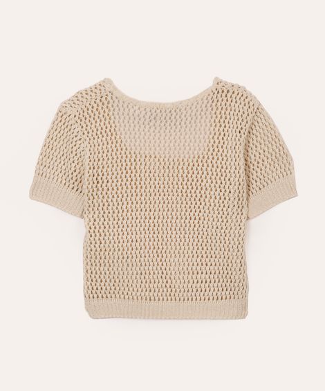 cropped de tricot juvenil texturizado bege