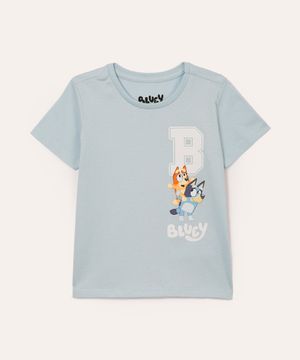 camiseta de algodão infantil manga curta bluey azul