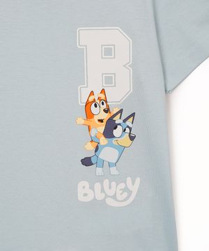 camiseta de algodão infantil manga curta bluey azul