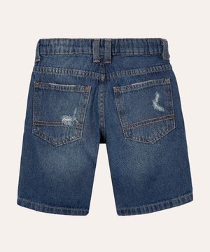 bermuda jeans infantil destroyed azul