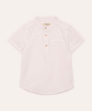 camisa infantil com linho gola padre branca