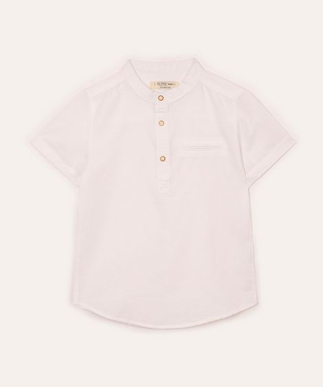 camisa infantil com linho gola padre branca
