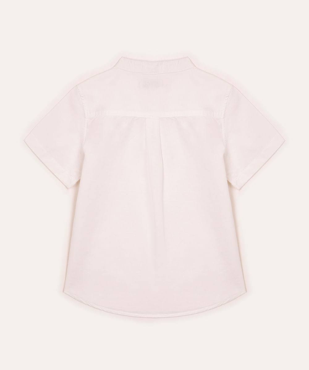 camisa infantil com linho gola padre branca