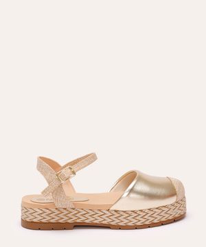 espadrille infantil metalizada dourada