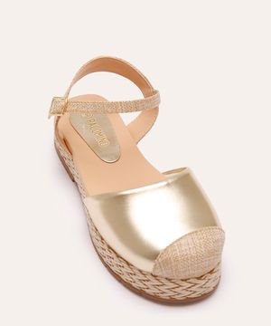 espadrille infantil metalizada dourada