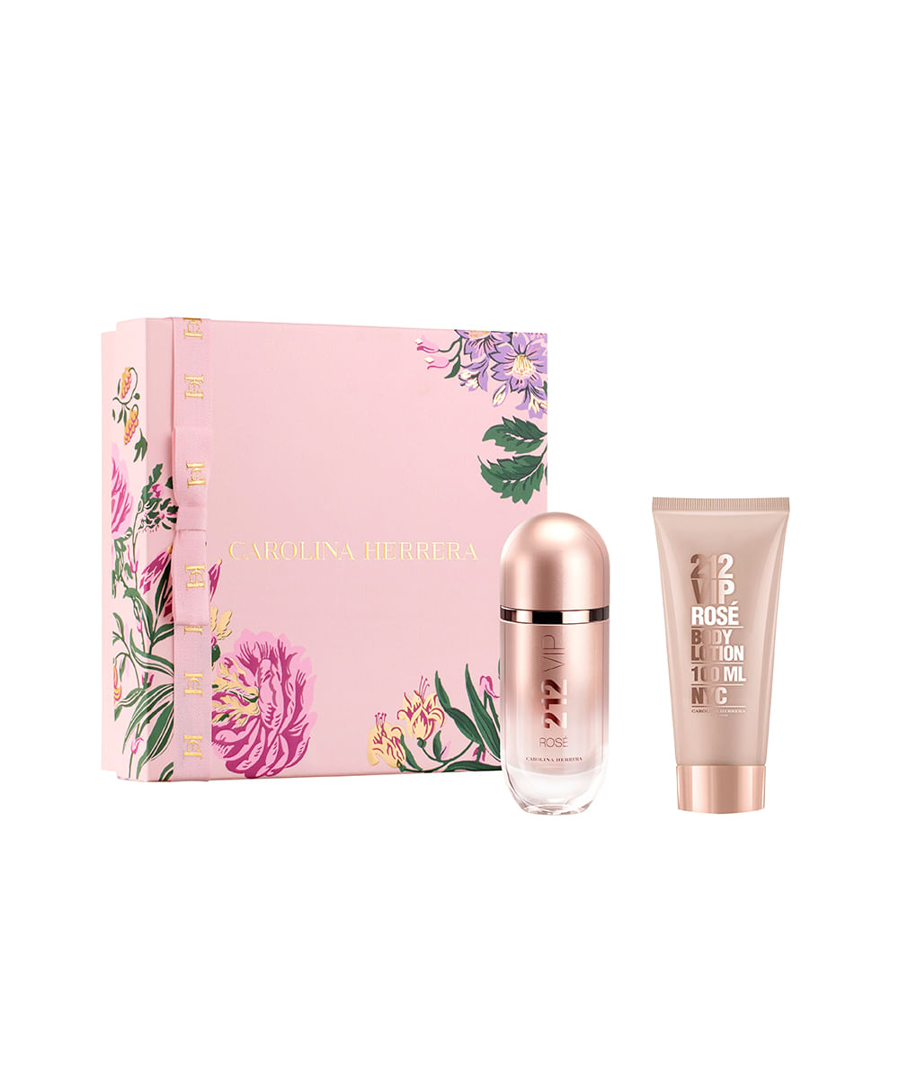 kit 212 vip rosé carolina herrera eau de parfum 80ml e creme corporal 100ml