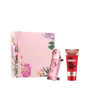 kit 212 heroes carolina herrera eau de parfum for her 80ml e creme corporal for her 100ml