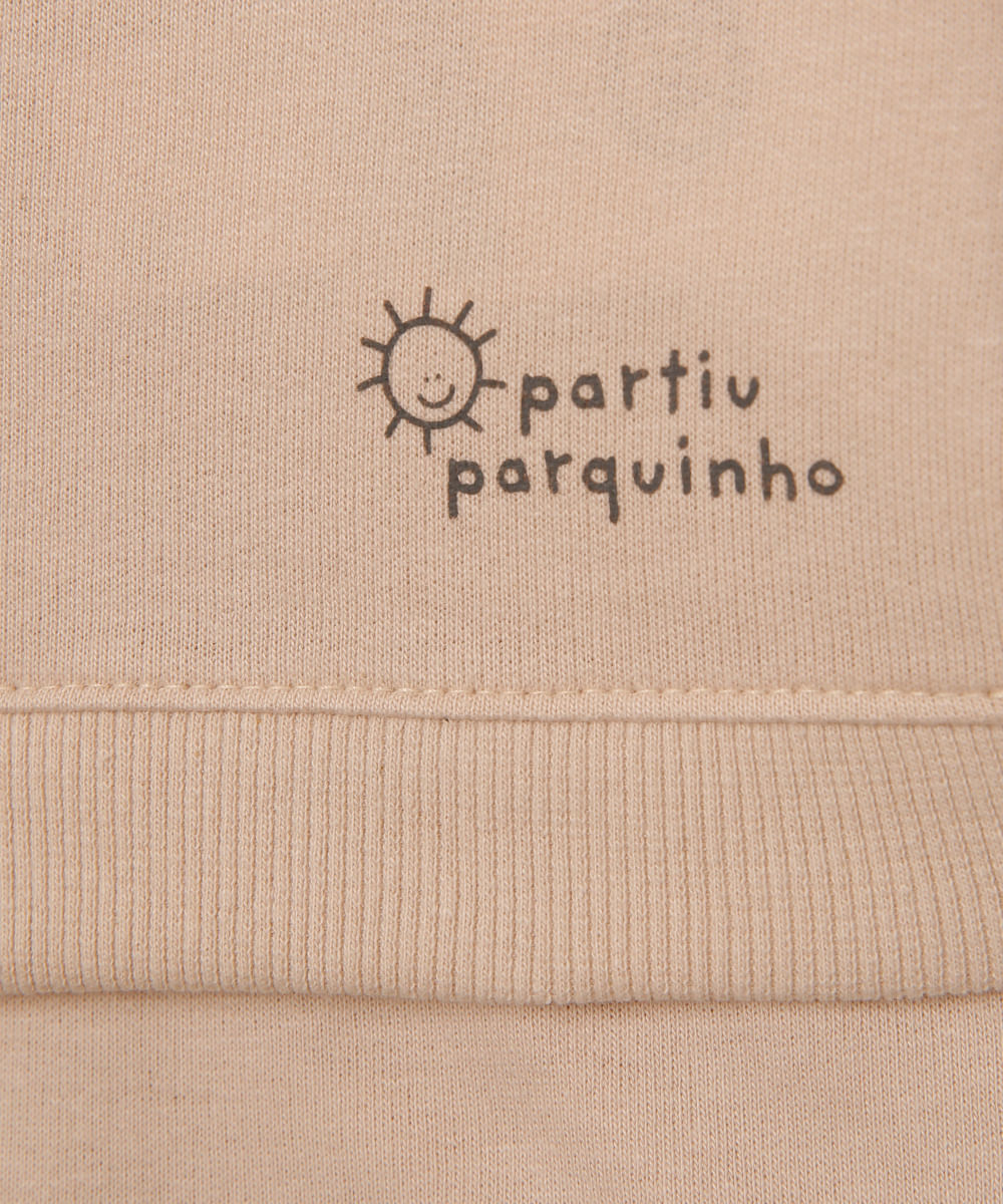 conjunto infantil curto com capuz partiu parquinho bege