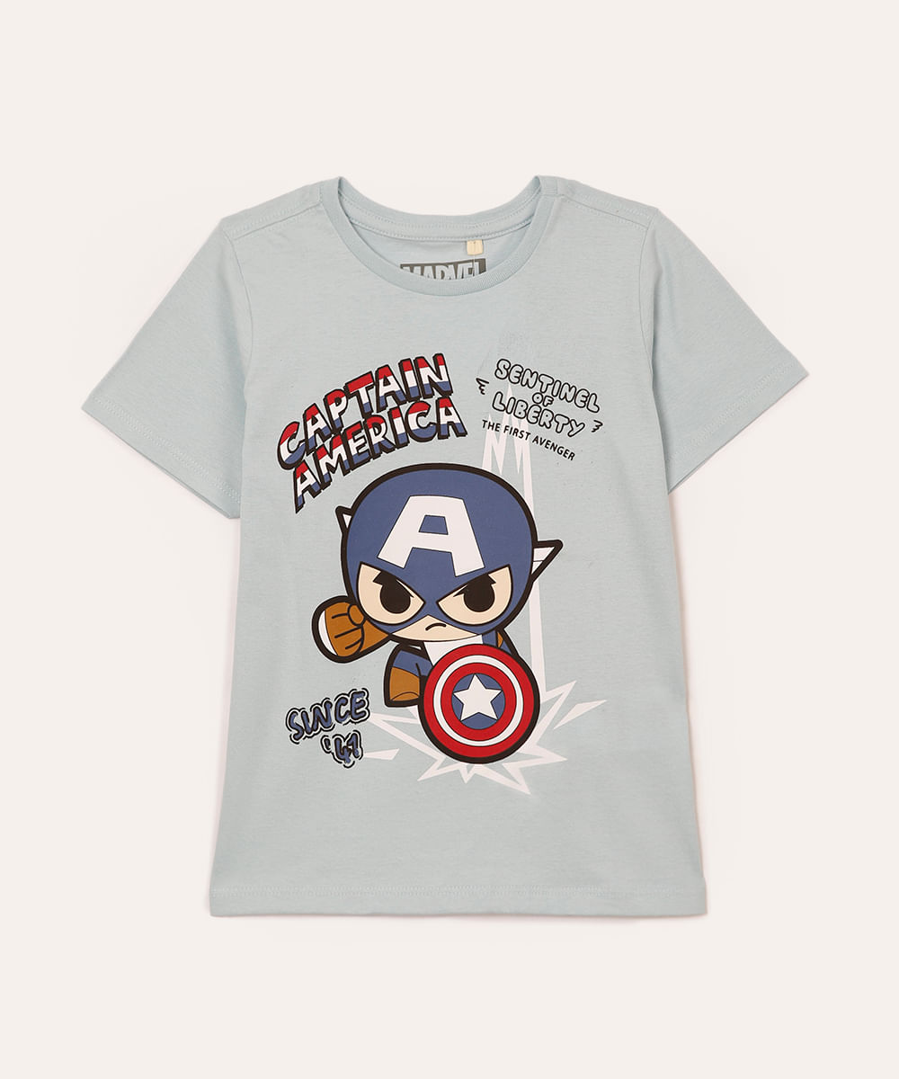 camiseta de algodão infantil capitão américa azul