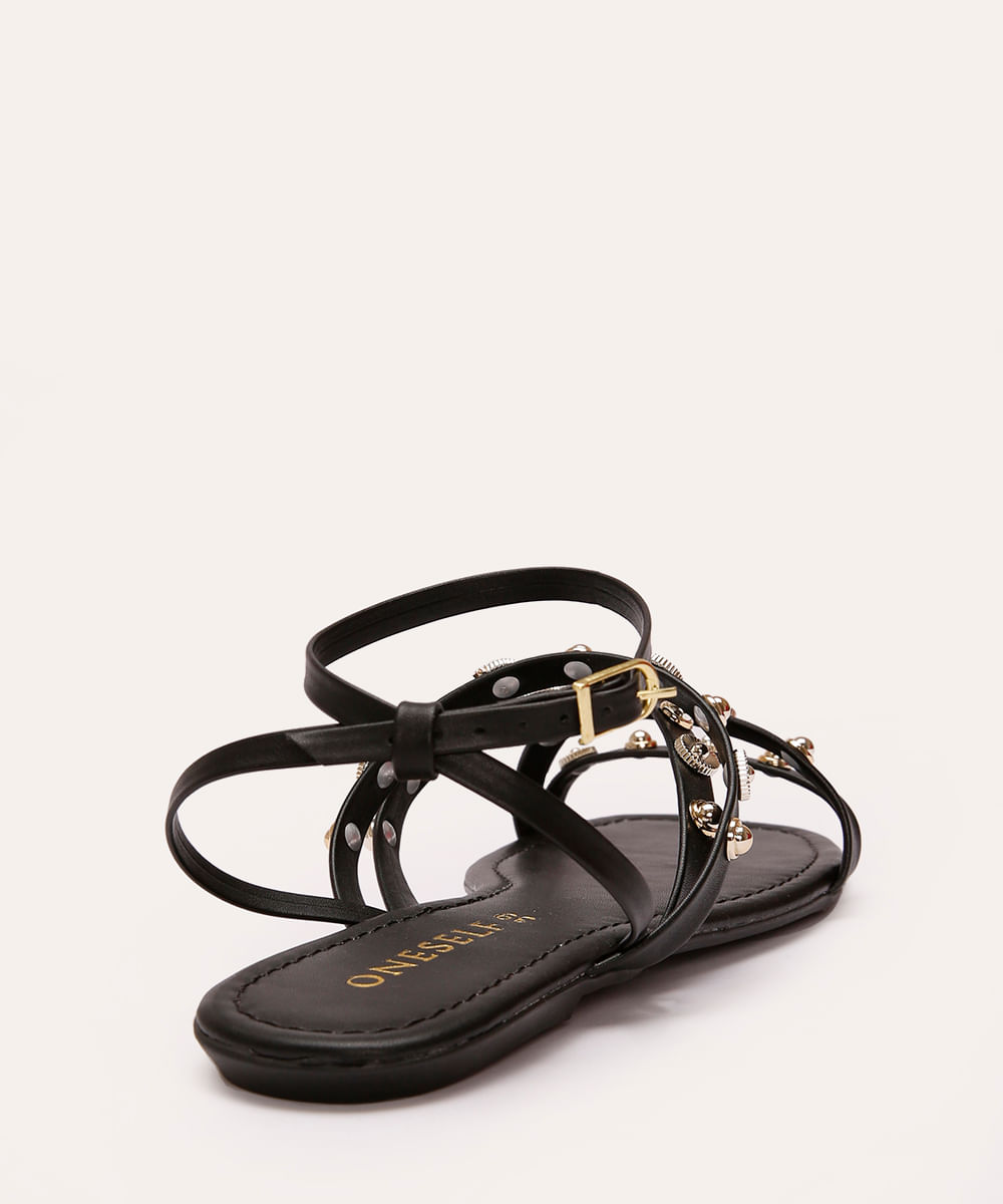 rasteirinha com tachas oneself preto