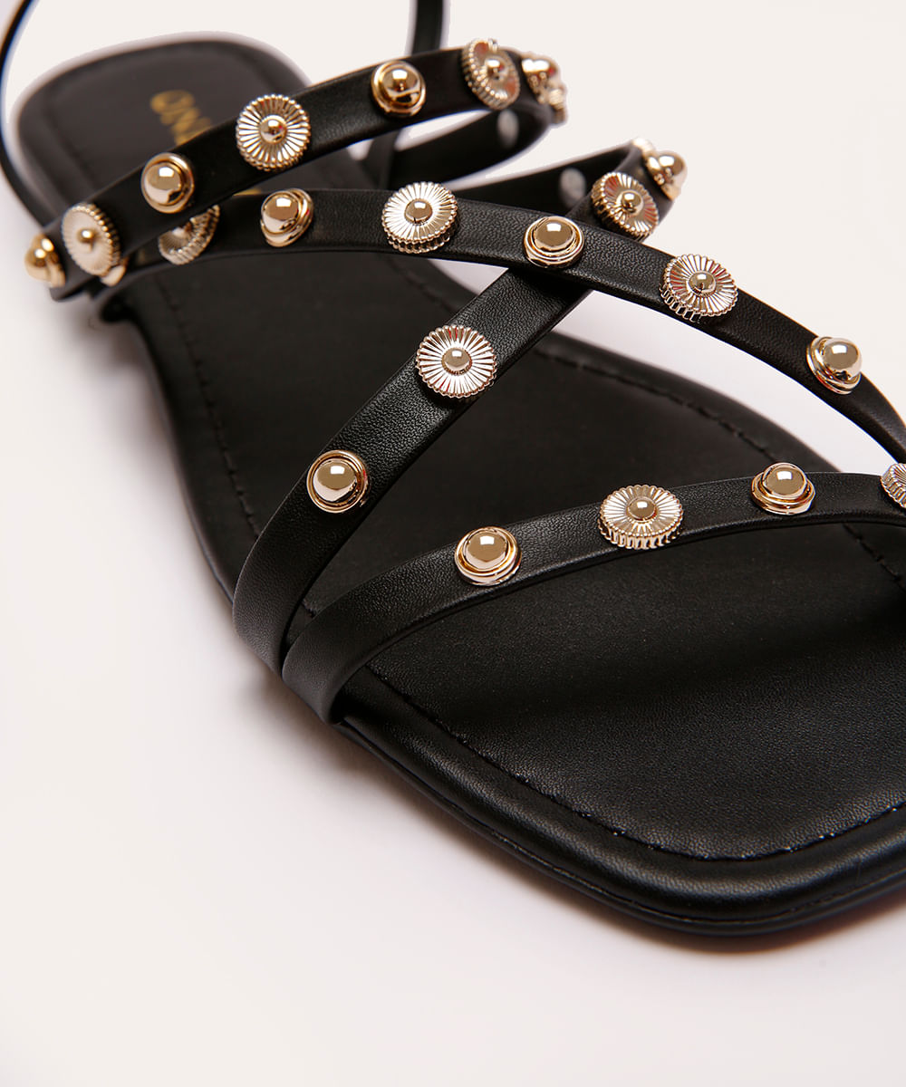 rasteirinha com tachas oneself preto