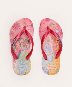 chinelo havaianas infantil slim princesas rosa