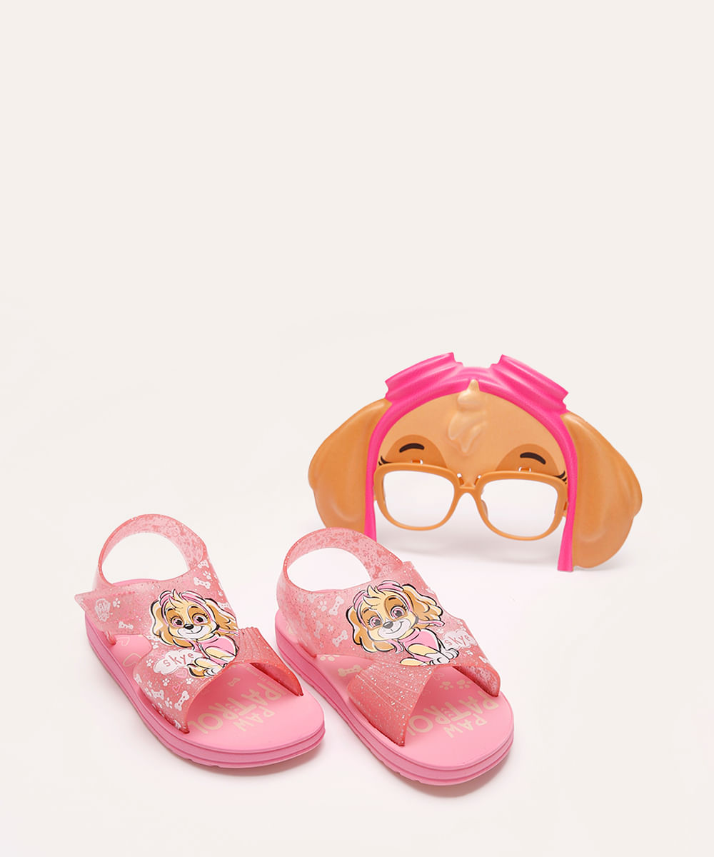 sandália grendene infantil com brinde patrulha rosa
