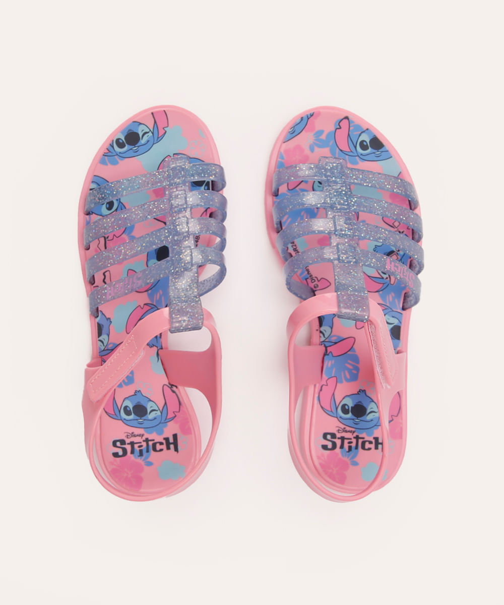 sandália grendene infantil com brinde lilo e stitch rosa