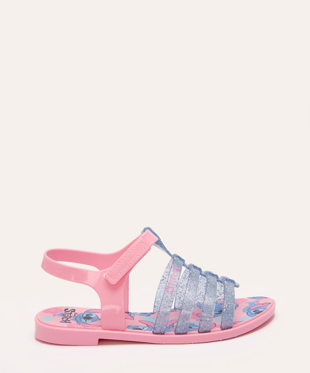 sandália grendene infantil com brinde lilo e stitch rosa