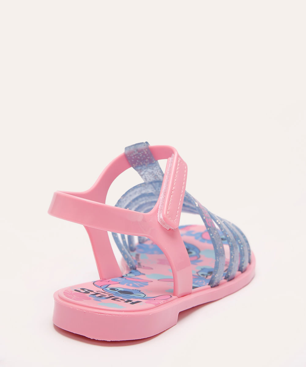 sandália grendene infantil com brinde lilo e stitch rosa